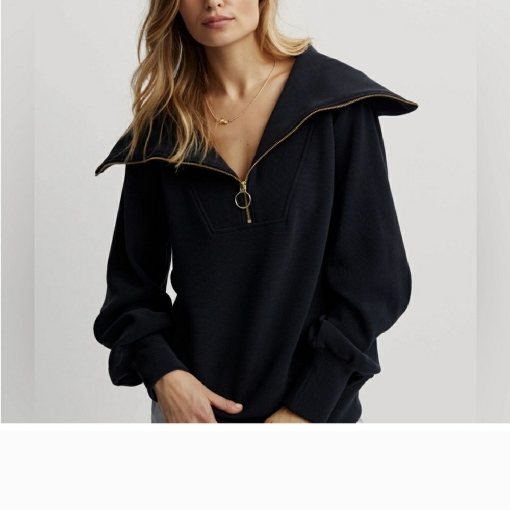 Varley Black Zip-Up Sweatshirt